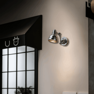 Alternative view of Aureon Industrial Wall Light – Polished Silver Adjustable Lamp