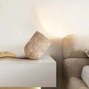 Alternative view of CavaGlow Travertine Table Lamp